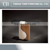 Antique Square Travertine Top End Table With Glass Top thumbnail-6