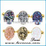 Wholesale fashion jewelry vintage geode titanium druzy stone ring