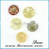 Round Shape Resin Cabochon Jewelry Pendant , Dried Flower Resin Cabochon , Clear Flat Resin Cabochon thumbnail-1