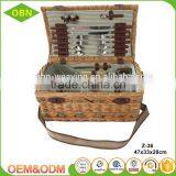 2017 New Style Wicker Basket, Brown Picnic Basket Set With Belt for Four Person thumbnail-2
