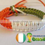 Hot New Bestselling Product Wholesale Unique Handmade WORLD Cup Brazil Italy Flag Twisted Rope Bracelet Made in China