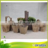 Elegant Handmade Indoor And Outdoor Wood Split Pot Planter With Handle