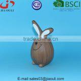 BSCI Audit Dehua Factory Brown Painted Ceramic Rabbit, Fat Sitting Rabbit thumbnail-4