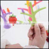 Eco-friendly Creative Cute Design Bird on Tree Shape ABS Plastic Fruit Fork Set Wholesale thumbnail-3