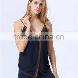 New Design Ladies Sequin Embroideried Beaded Navy Cami Top thumbnail-3