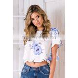 Guangzhou Women Clothing Floral Print Summer Tops Custom Crop Top Printing thumbnail-4