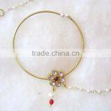 BIG HOOP NATH Press NOSE RING GOLD PLATED POLKI PEARL thumbnail-2