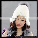 CX-C-42C Lovely Women Genuine Mink Fur Winter Hat Silver Fox Fur Ball thumbnail-2