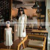 COOL KID ZONE Summer White Sleeveless Chiffon Princess Dress Matching Mother and Daughter Dress thumbnail-3