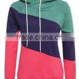 Women Long Sleeve Sport Polo Neck Hoody Contrast Color Pullover Hoodies thumbnail-1