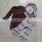 YW-070 Boutique Baby Halloween Clothes Suit Dress/pumpkin Ruffle Pants and Neckerchief/scarf Cheap China Wholesale Clothing thumbnail-1