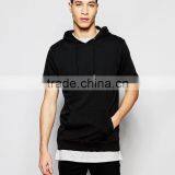Short-Sleeve Hoodie In Black With Side Zips thumbnail-1
