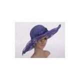 13cm Brim Purple Ladies Tea Party Hats / 56cm Large Brim Hat With Bowknot thumbnail-1