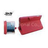 iPad Mini Red Leather Protective Cover , Folio Tablet Computer Case