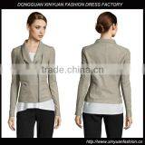 Rib Knit Asymmetrical Motorcycle Leather Jacket thumbnail-1