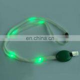 Nylon Green Led Lanyard Necklace for Concert,party,xmas Gifts (3 Flashing Modes,RoHS Approval)