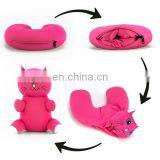 Pretty Rose Pink Kitty Cat Plush Toy 2 in 1 Reversible Soft Memory Foam Travel Support U Shape Neck Pillow thumbnail-1