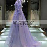 1A1046 Romantic Light Purple 3D Flowers Appliqued Beaded Long Sleeve Sash Back Open Bridesmaid Dress Prom Dress Evening Dress thumbnail-3