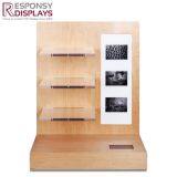 Counter Table Wood Sunglasses Display Rack With Logo Board and Three Tiers thumbnail-4