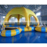 2016 Guangzhou cheap PVC inflatable kids water garden pool with shed shelter
