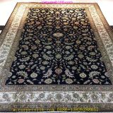 medium size blue color handmade silk persian carpet special for new year 2021
