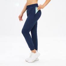 In Stock Womens High Waist Drawstring Blank Sweat Pants Jogger Pants With Pocket Yoga Leggings Wholesale thumbnail-3