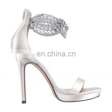 Embellished Design High Heels Open Toe Platform Sandal Shoes Ladies Elegant Back Zip Heel Party Wear Shoe Unique Crystal Women