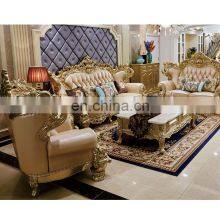 European Luxury Antique Genuine Leather Living Room Sofa Set Living Room Furniture thumbnail-3