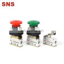 SNS MOV Series Aluminum Alloy Pneumatic Hand Control Air Mechanical Valve With Push Button thumbnail-1