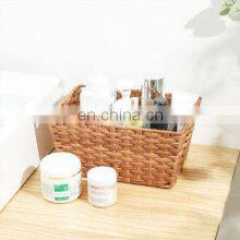 New Arrival Rectangular Washable Rattan Straw Woven Storage Basket Desktop Sundries Sorting Storage Woven Basket thumbnail-2