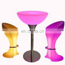 Outdoor Round Party Cocktail Night Club Furniture Led Bar Tables Plastic Kitchen Counter Height Bar Tables Led Stools