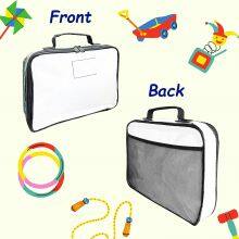 Toy Storage Organizer Bag Clear Waterproof Large TPU Non PVC for Kids Activity Books, Balls, Blocks Set, Clay Case With Net Mesh Pocket and Name Card Tag Holder thumbnail-4