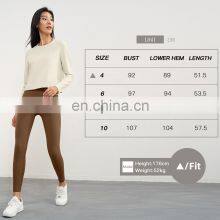 Long Sleeve Loose Sweat-Wicking Crop Tops Custom Logo Women Four-Way Stretch Sport T Shirts 80nylon 20spandex thumbnail-4