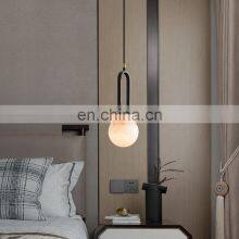 Simple Globe Pendant Hanging Lamps Led Ceiling Modern Small Alabaster Chandelier thumbnail-4