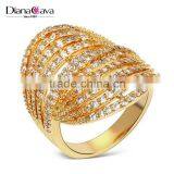 Newest Design Saudi Love 18K Gold Clear Stones Elegant Bridal Jewelry Ring in CZ thumbnail-1