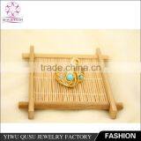 2015 Yiwu New Products Gold Plated Ring With Rhinestone and Green Plastic Beads thumbnail-3