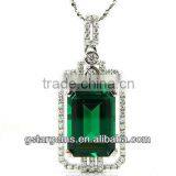925 Sterling Silver Created Emerald Pendant Hot Gemstone Jewelry Hong Kong Wholesale thumbnail-1