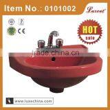 Wine Red Color Bathroom Sanitary Wash Hand Basin thumbnail-1
