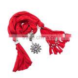 2016 Spring Women New Design Necklace Charms Plain Red Pendant Scarf