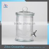 High Quality 5L Beverage Dispenser Glass Jar Cylinder Clear Glass Bottle With Tap