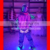 Adult clown LED costume for stage show with hat and glass