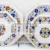 Semi Precious Stone Inlay Work Marble Coffee Table Tops