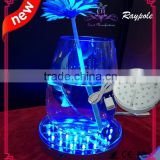 Round sliver rechargeable battery operated led centerpiece light base 6 inch vase led light for wedding/party decoration