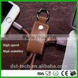 Luxury Man Genuine Leather D Ring Usb Cable Keychain
