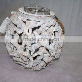 Wholesale Handmade Round White Wicker Candle Holder for Sale thumbnail-1