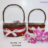 Rattan Christmas Basket With Ribbon thumbnail-1