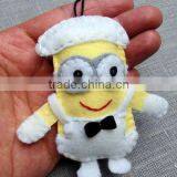 New Product Hot Fashion Wholesale Stuffed Key Ring Promotional Gift Craft Polyester Felt Despicable me Minions Keychain thumbnail-1
