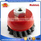 3" Steel Wire Cup Brush Wheel Twist Knot Crimped Bowl Disc Abrasive M10 Round Grinding Cheaning Brush thumbnail-1