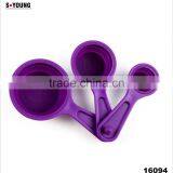 16094 SILICONE MEASURING CUPS SET CUP SPOON KITCHEN TOOL COLLAPSIBLE BAKING COOK thumbnail-1