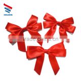 handcraft red satin ribbon bow for gift packaging